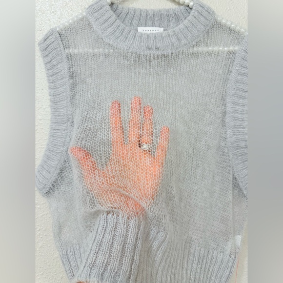 TopShop Open Stitch Sweater Vest Wool Size S -M NWT - Picture 7 of 13